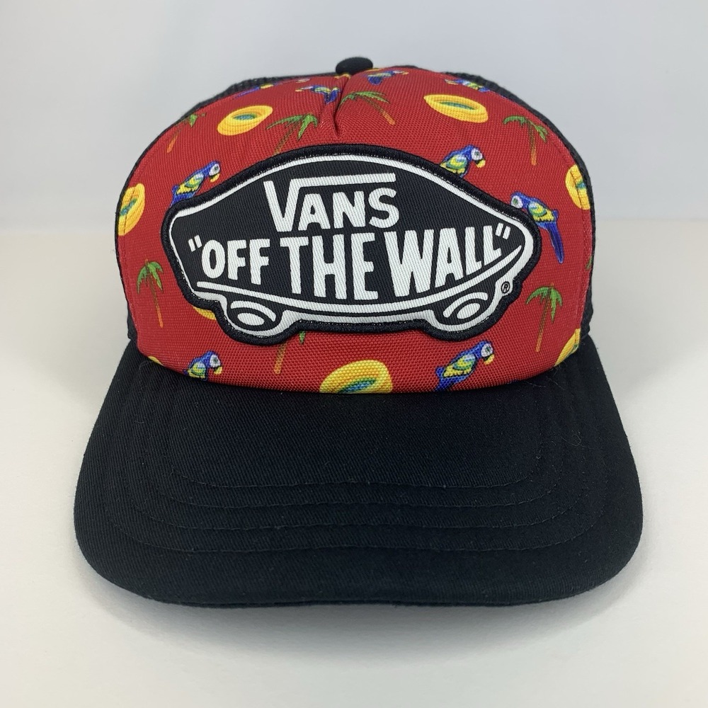 VANS Hat YOUTH Red Black Mesh Palm Pool Parrot Adjustable Snapback Baseball Cap